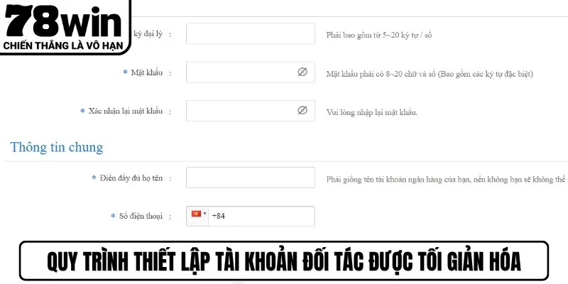 Quy trình thiết lập tài khoản đối tác được tối giản hóa